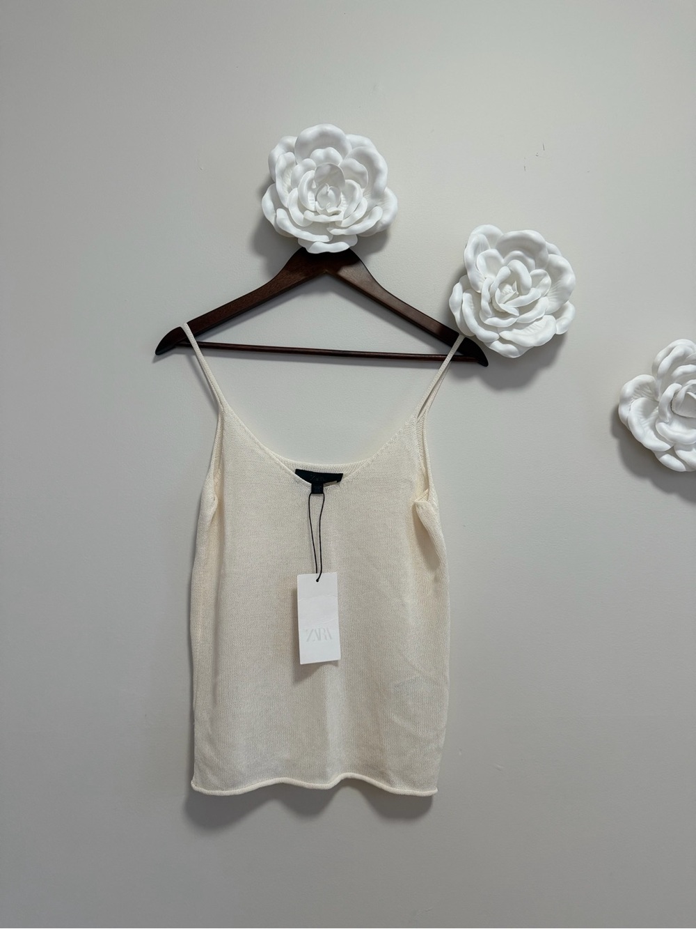 Zara Ivory Spaghetti-Strap Camisole